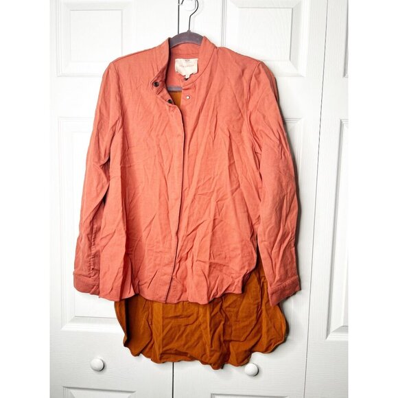 Roksanda Burnt Orange Button Front High Low Tailoring Top Women's Size BR 14